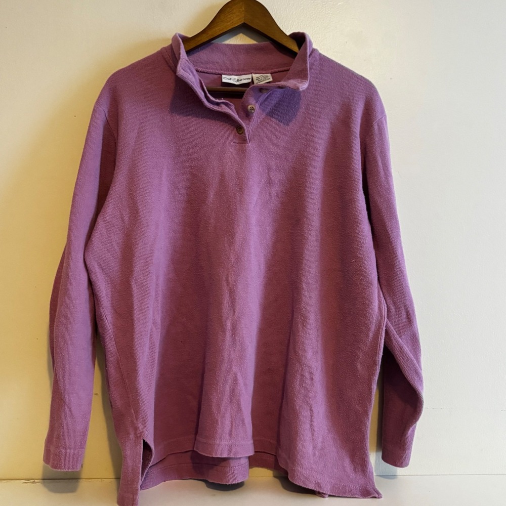 Croft & Barrow Women's XL Purple 100% Cotton Long Sleeve Pullover Top